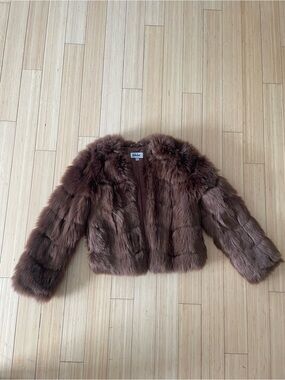 Brown Faux Fur Cropped Jacket